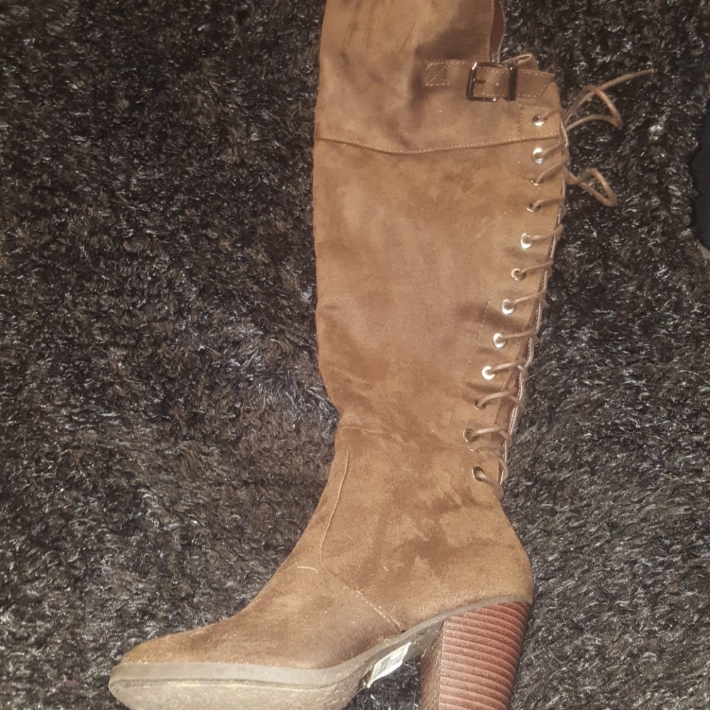 Brown suede boots